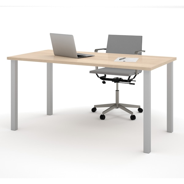 Universel 60W Table Desk with Square Metal Legs, Northern Maple